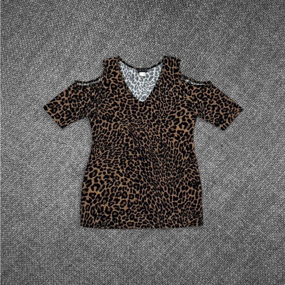 Leopard Print Cold-Shoulder Top